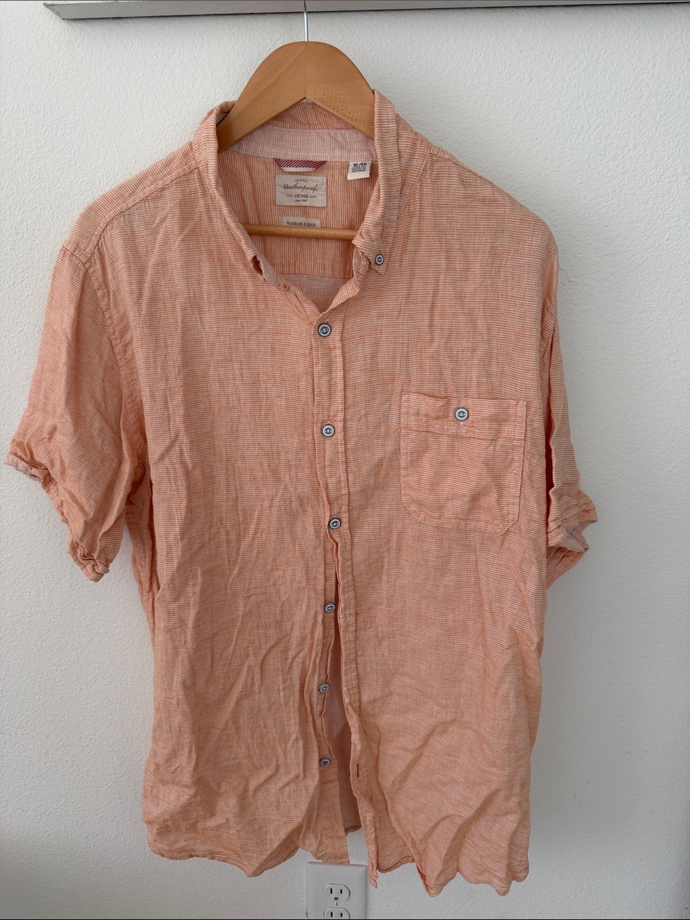 Weatherproof Men's Peach Short-Sleeve Button-Down Shirt